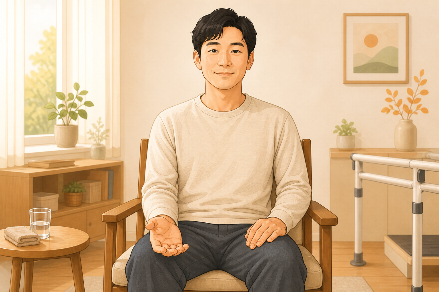 편하게 놓인 손끝의 감각을 떠올리는 장면